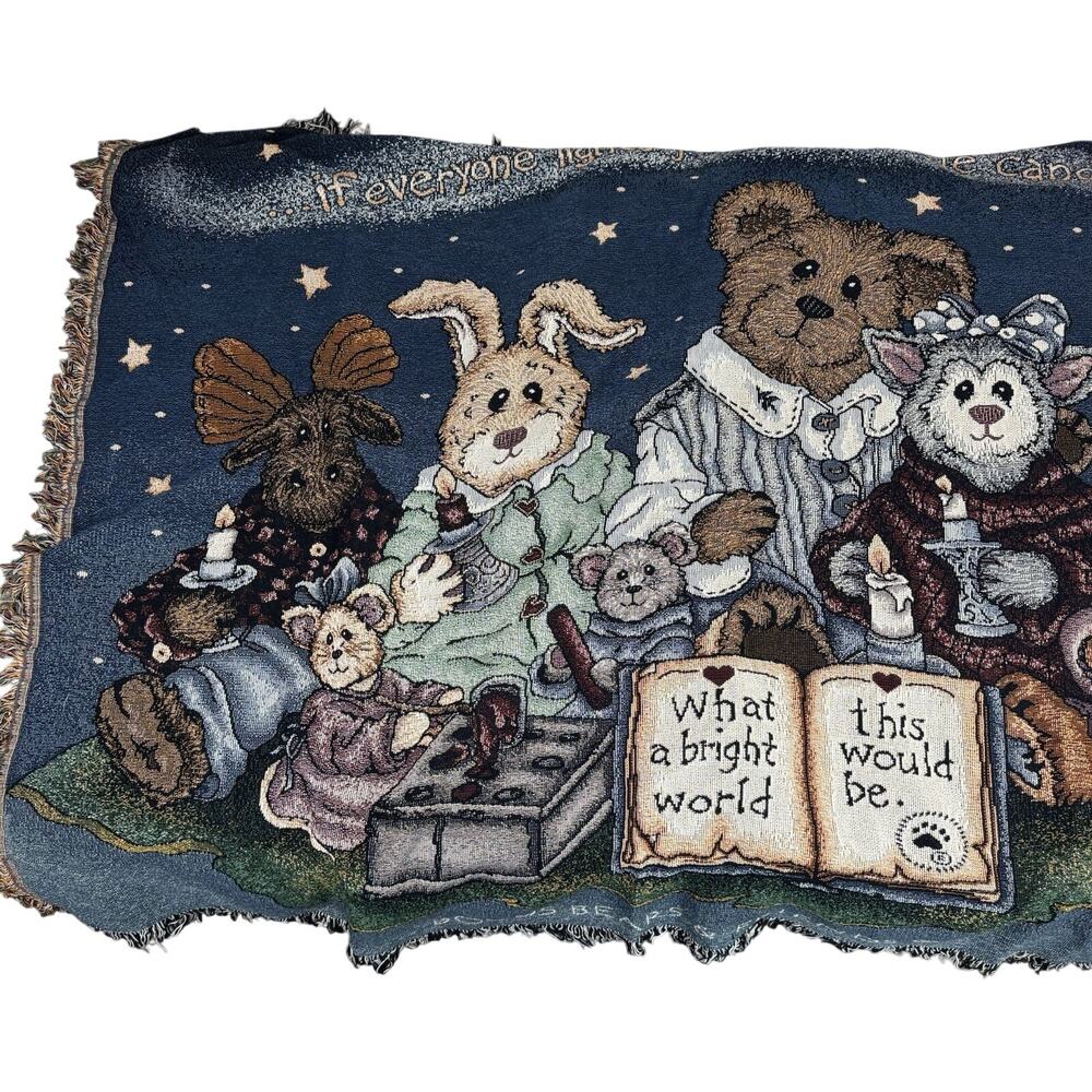 Boyds Bears Light A Candle For A Brighter World Mini Tapestry Afghan Throw